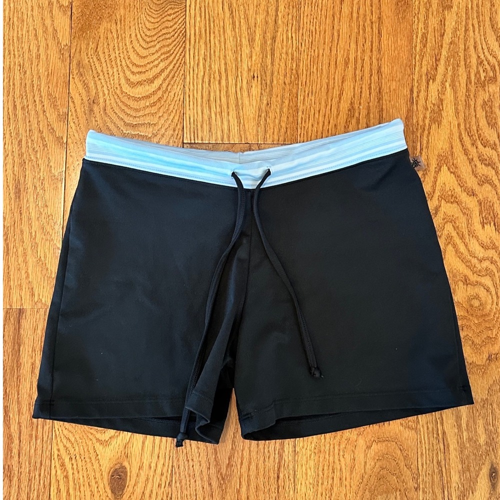 So Sporty Vintage Y2K Black Blue Athletic Mini Shorts Made USA Medium